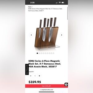 Cangshan SOBU series 6 piece magnetic knife block set